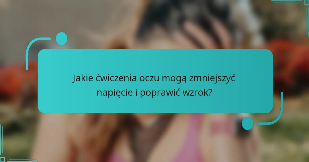 Jakie ćwiczenia oczu mogą zmniejszyć napięcie i poprawić wzrok?