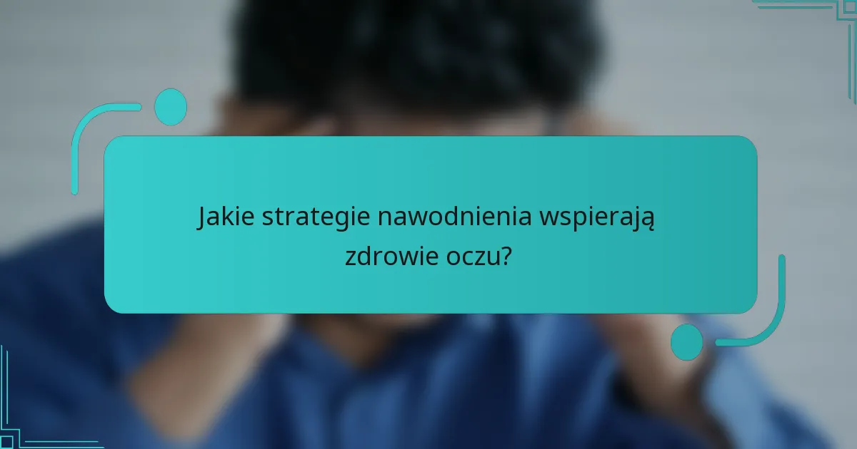Jakie strategie nawodnienia wspierają zdrowie oczu?